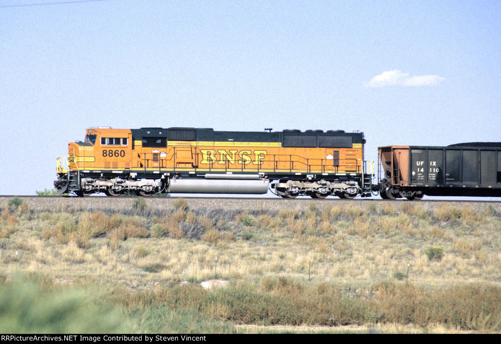 BNSF SD70MAC #8860 DPU on UFIX coal train.